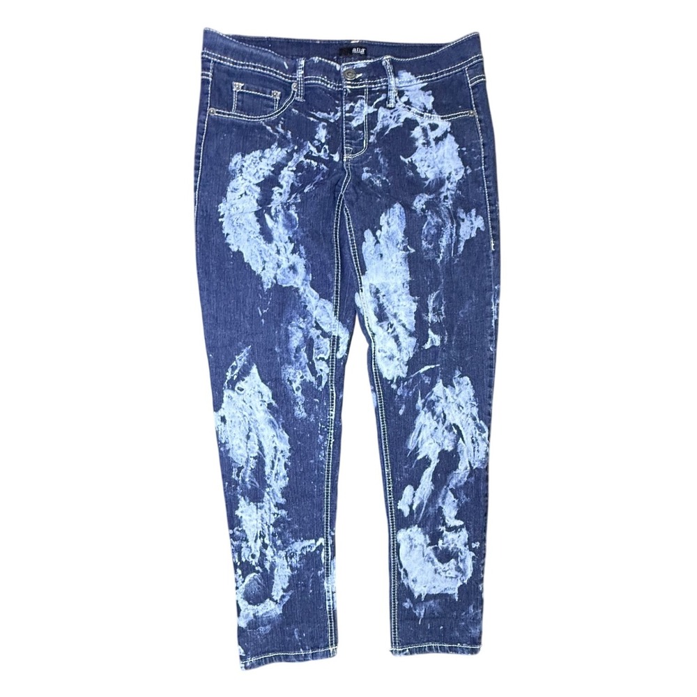 ana A New Approach Women's Jeans Size‎ L Dark Wash Distressed Bleach Design